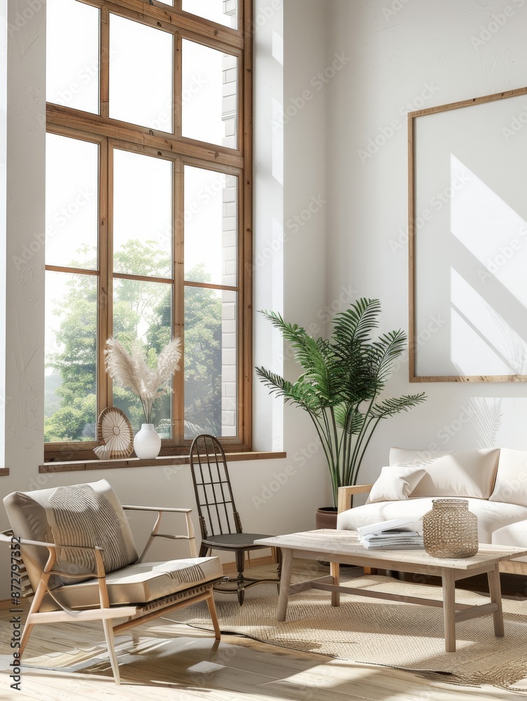 Minimalist Living Room with Natural Light and Wooden Accents Minimalist Living Room with Natural Light and Wooden Accents
