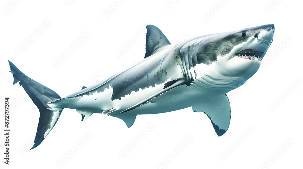 Fototapeta premium White shark isolated on transparent background