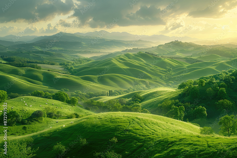 Obraz premium Mountain pastures, green grasslands