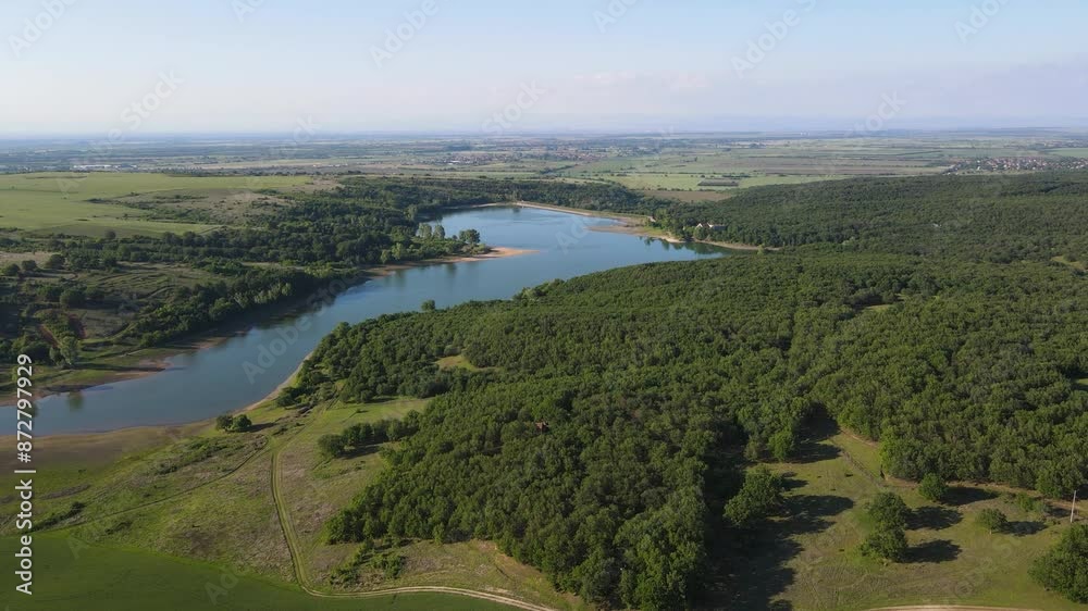 Aerial Spring view of The Forty Springs Reservoir near town of Asenovgrad, Plovdiv Region, Bulgaria Aerial Spring view of The Forty Springs Reservoir near town of Asenovgrad, Plovdiv Region, Bulgaria