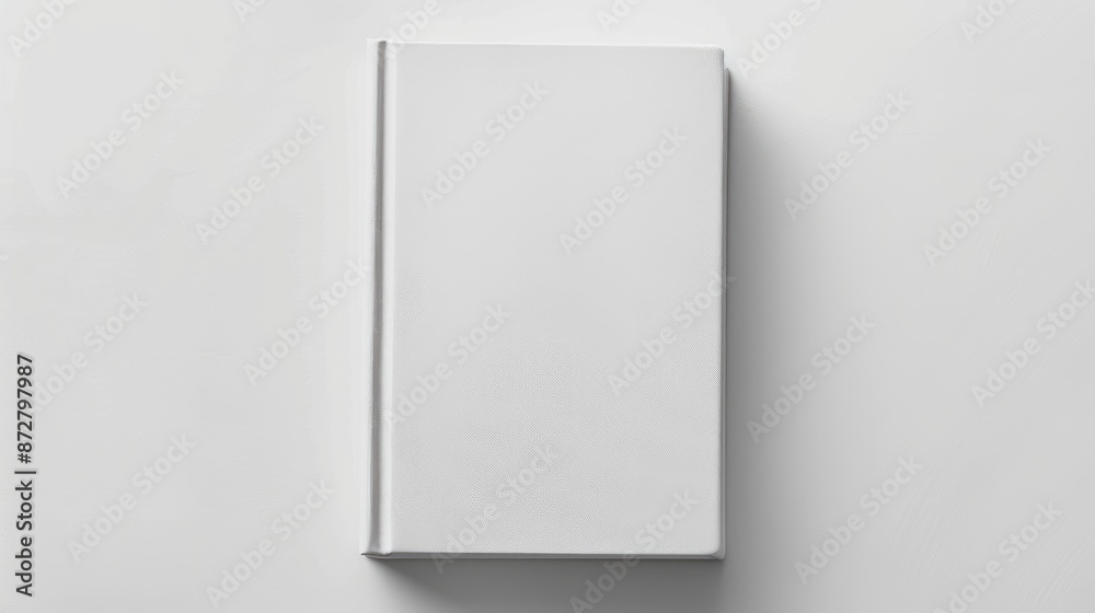 White hardcover book top view on white background White hardcover book top view on white background