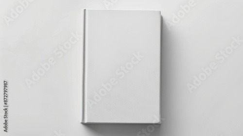 White hardcover book top view on white background
