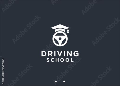 driving school logo design vector silhouette illustration