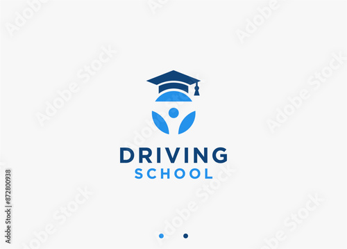 driving school logo design vector silhouette illustration