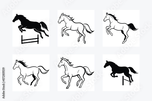 Majestic Running Horse Silhouette High Quality Illustrator Art photo