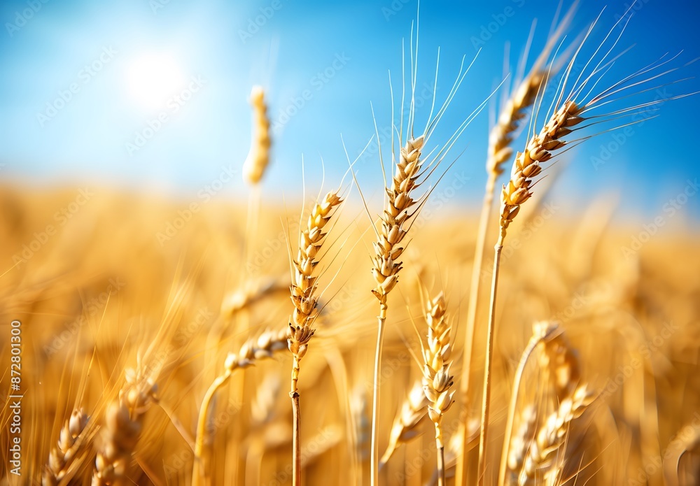 Fototapeta premium Golden Wheat Field Under Blue Sky