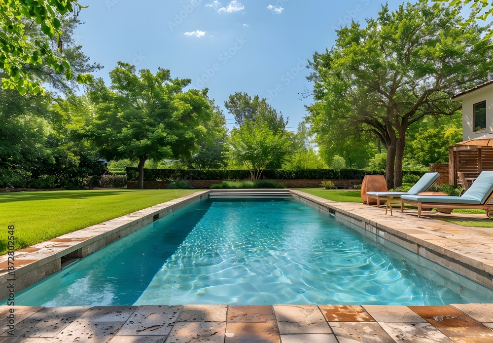 Sparkling Pool in Lush Backyard Oasis Sparkling Pool in Lush Backyard Oasis