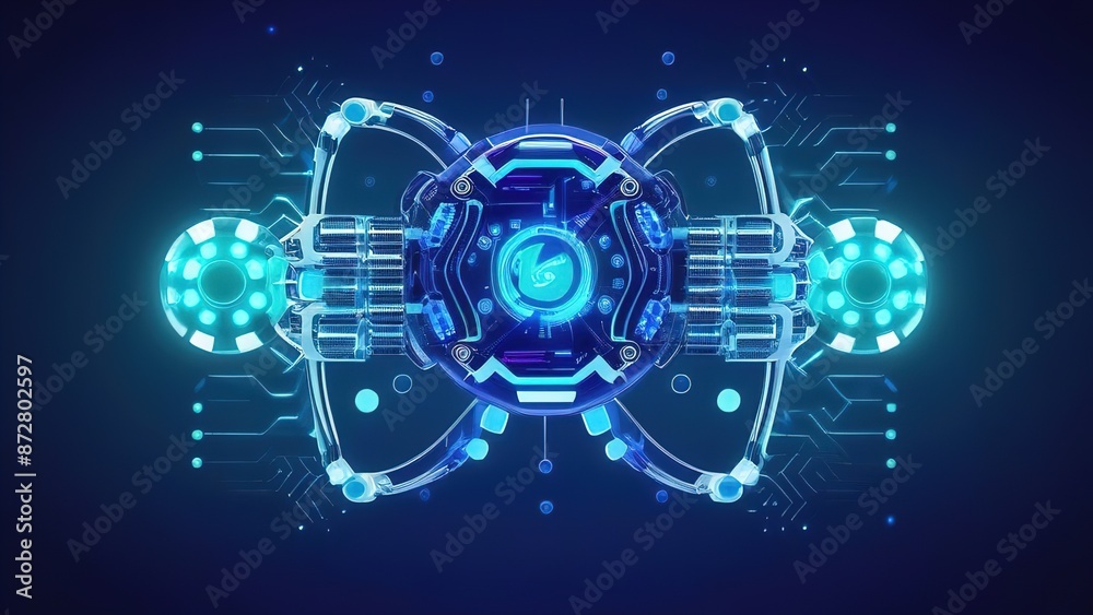 Obraz premium Futuristic technology, artificial intelligence, robots and information space