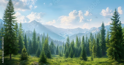 Carpathian Mountains Pine Forest Landscape