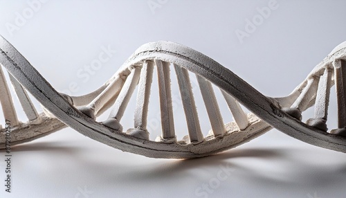 A detailed 3D representation of DNA fragments set against a white background, highlighting the complexity and beauty of genetic structures. photo