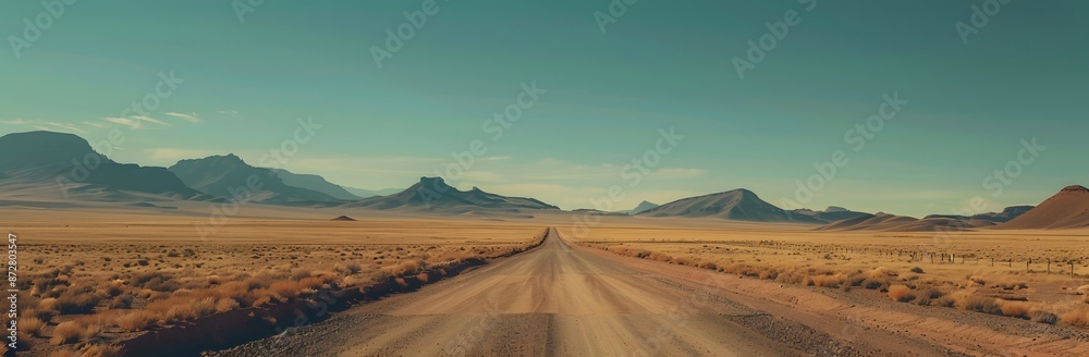 Naklejka premium Desert Road Cinematic Landscape Photography