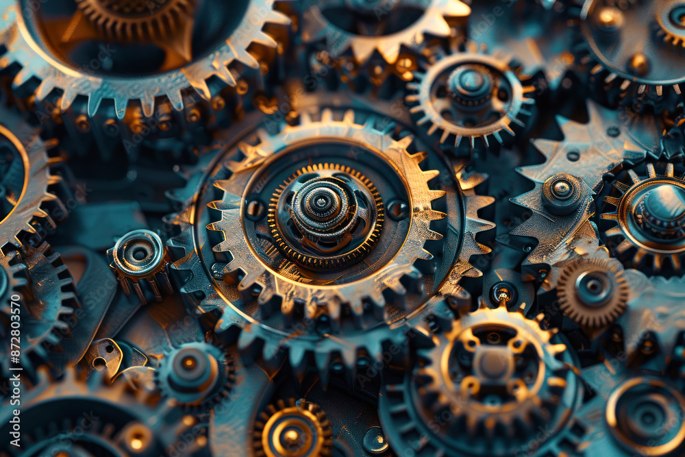 A close-up of interlocking gears and cogs, symbolizing teamwork, industry, and mechanical engineering.
A close-up of interlocking gears and cogs, symbolizing teamwork, industry, and mechanical engineering.