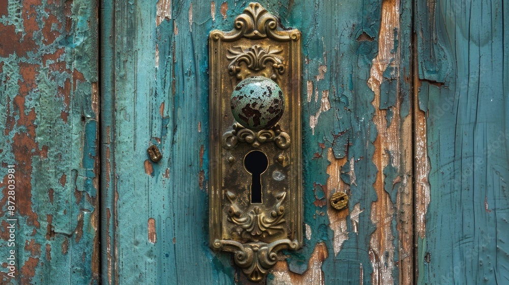 Fototapeta premium Antique doorknob with keyholes