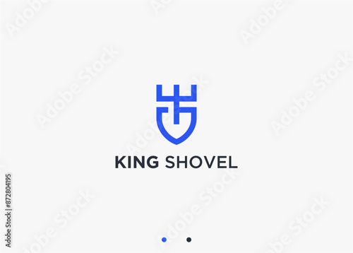 shovel with crown logo design vector silhouette illustration
