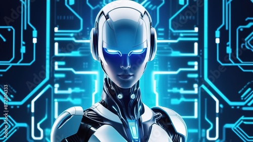 Futuristic technology, artificial intelligence, robots and
information space