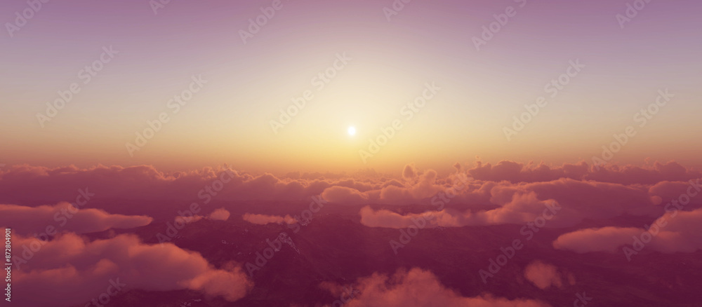 Fototapeta premium above clouds fly sunset sun ray