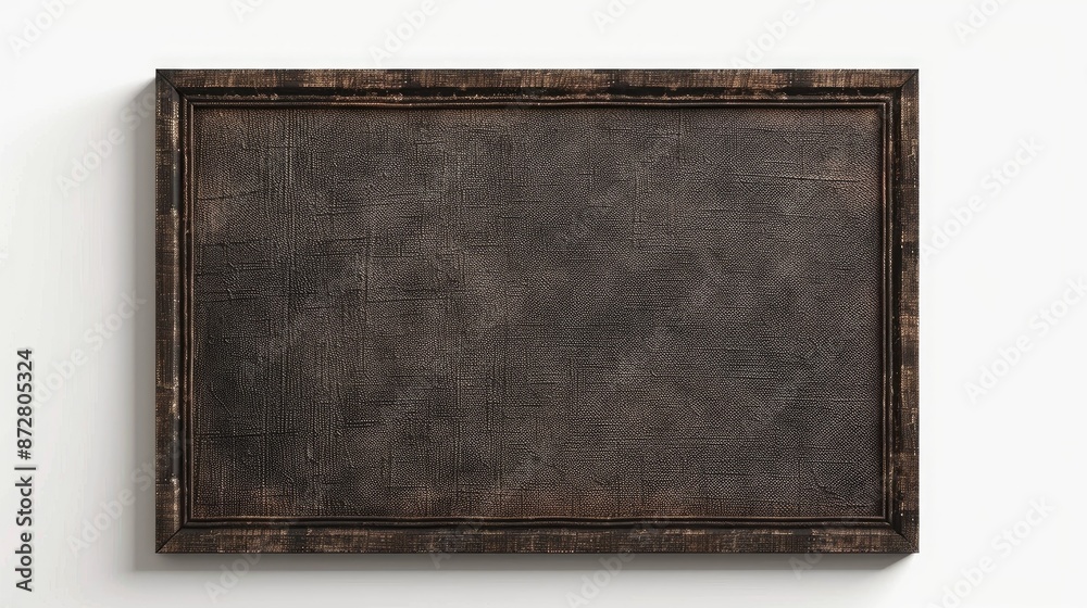 Fototapeta premium Vintage slim dark brown frame around canvas isolated on white background