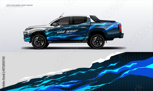 modern sporty truck car wrap livery design ready print decal fit on universal pick up truck vecihles