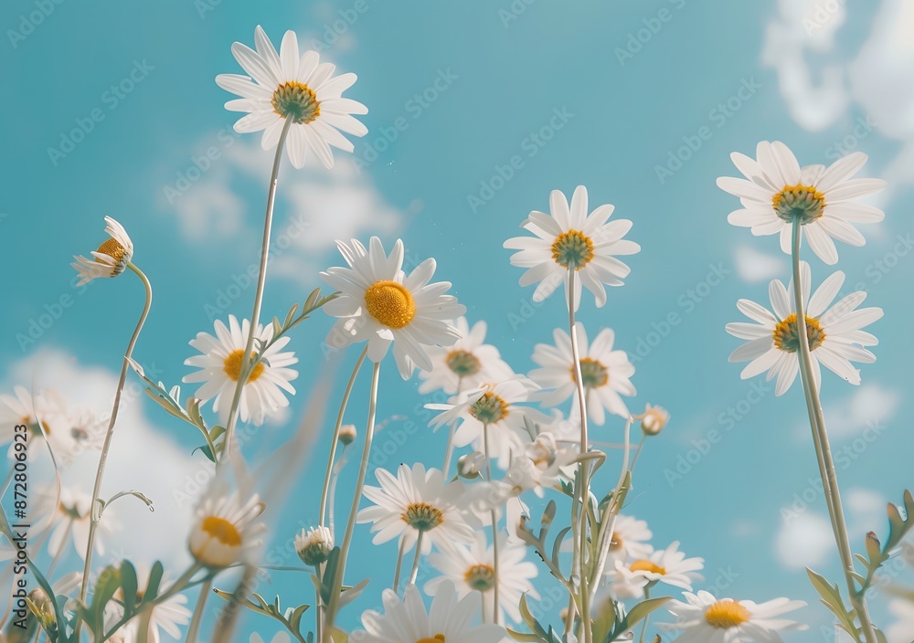 White Daisies Blooming Against Blue Sky White Daisies Blooming Against Blue Sky