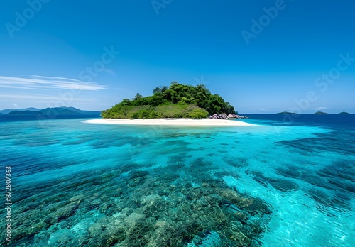 Tropical Island Paradise with Clear Blue Water