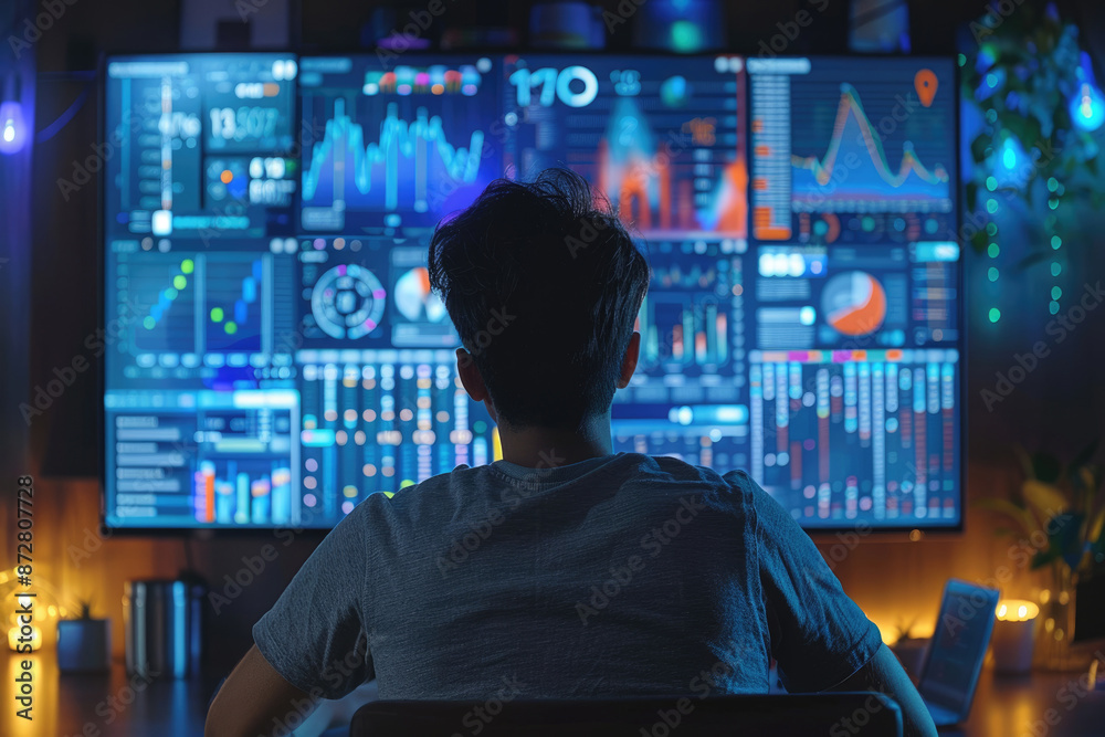 At night, staff watching large screen surveillance At night, staff watching large screen surveillance