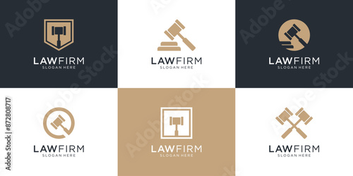 Set of hammer symbol for law firm logo design inspiration.