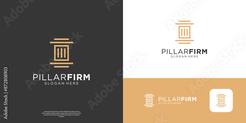 Minimalist pillar law firm logo design inspiration.