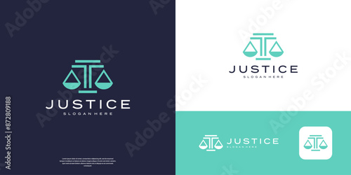 Letter T scale justice logo design template. Law firm logo vector elements.