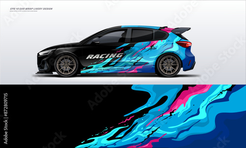 Blue sporty Racing Car wrap livery design