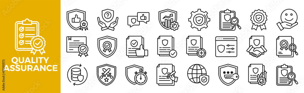 Quality Assurance Icon Set For Design Elements, control, quality, business, management, concept Quality Assurance Icon Set For Design Elements, control, quality, business, management, concept