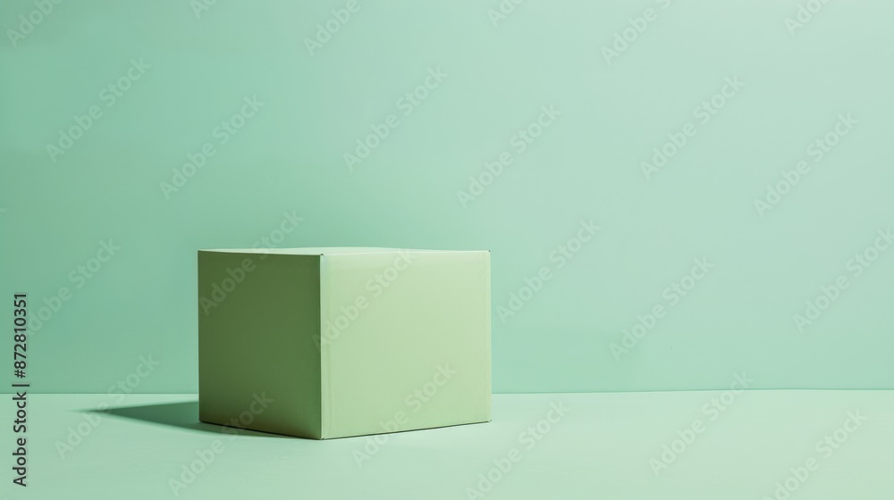 Cardboard of a green hue stands alone against a white background Cardboard of a green hue stands alone against a white background
