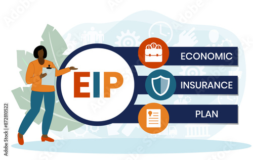 EIP economic insurance plan acronym. business concept background. Vector illustration for website banner, marketing materials, business presentation