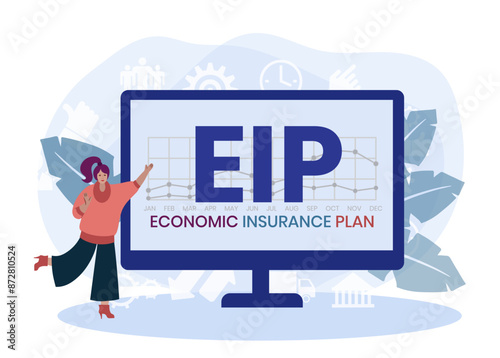 EIP economic insurance plan acronym. business concept background. Vector illustration for website banner, marketing materials, business presentation