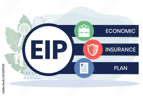 EIP economic insurance plan acronym. business concept background. Vector illustration for website banner, marketing materials, business presentation
