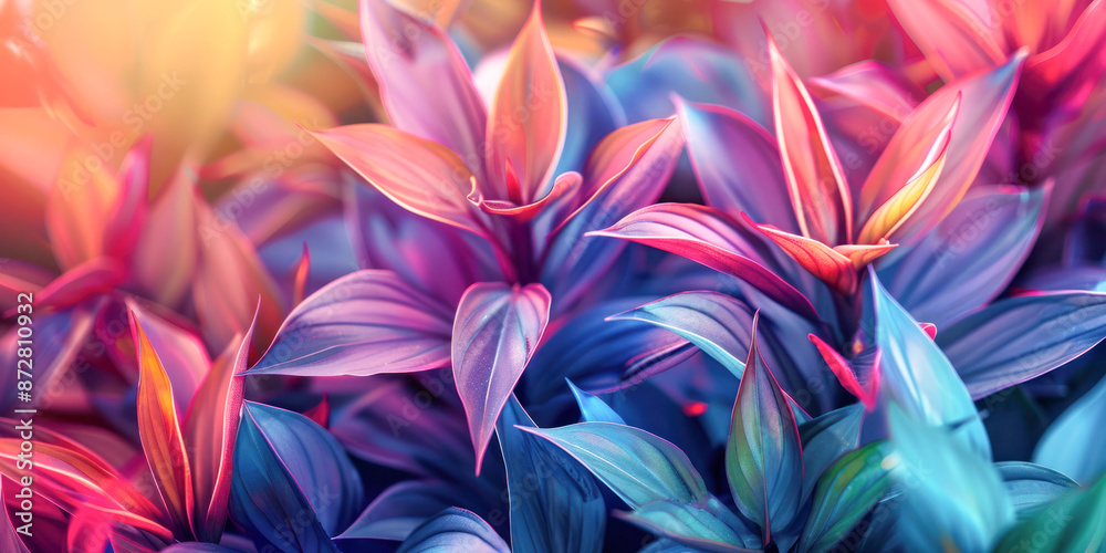 Vibrant and colorful abstract leaves with a neon glow effect, creating a dynamic and visually striking image.
Vibrant and colorful abstract leaves with a neon glow effect, creating a dynamic and visually striking image.