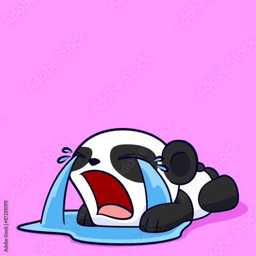 Cute Cartoon Panda crying sadly Illustration