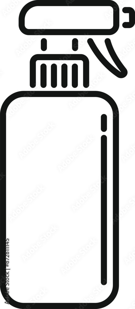Simple black and white icon of a spray bottle, perfect for representing cleaning products and sanitation Simple black and white icon of a spray bottle, perfect for representing cleaning products and sanitation