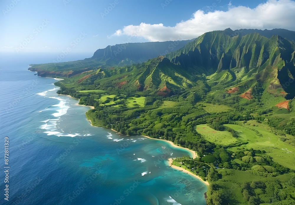 Aerial View of Kauai's Rugged Coastline Aerial View of Kauai's Rugged Coastline