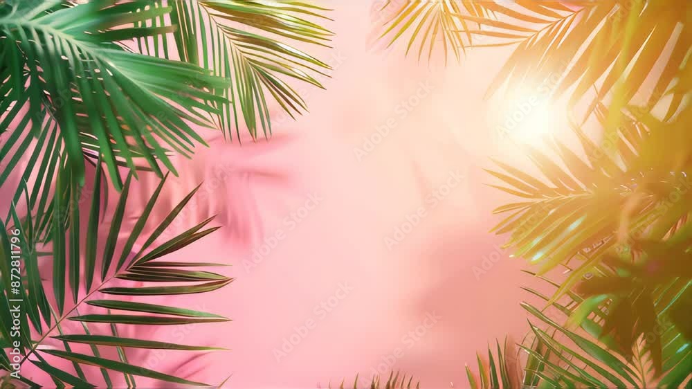 Neon palm leaves background Neon palm leaves background