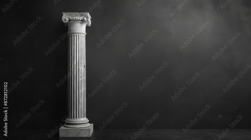 High quality photo of a solitary white pillar on a dark backdrop High quality photo of a solitary white pillar on a dark backdrop