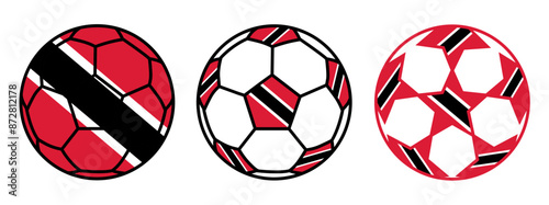 set soccer ball Tobago flag icon. football nation symbol design vector illustration