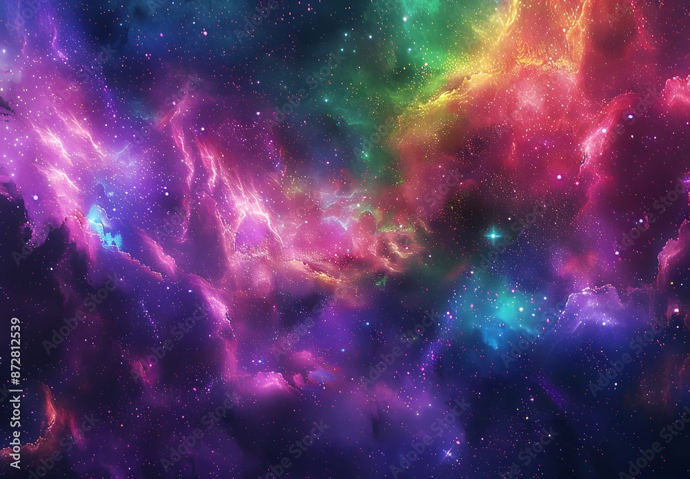 Vibrant Colorful Galaxy Background with Stars and Nebulae Vibrant Colorful Galaxy Background with Stars and Nebulae