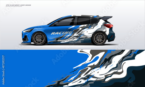 Blue sporty Racing Car wrap livery design