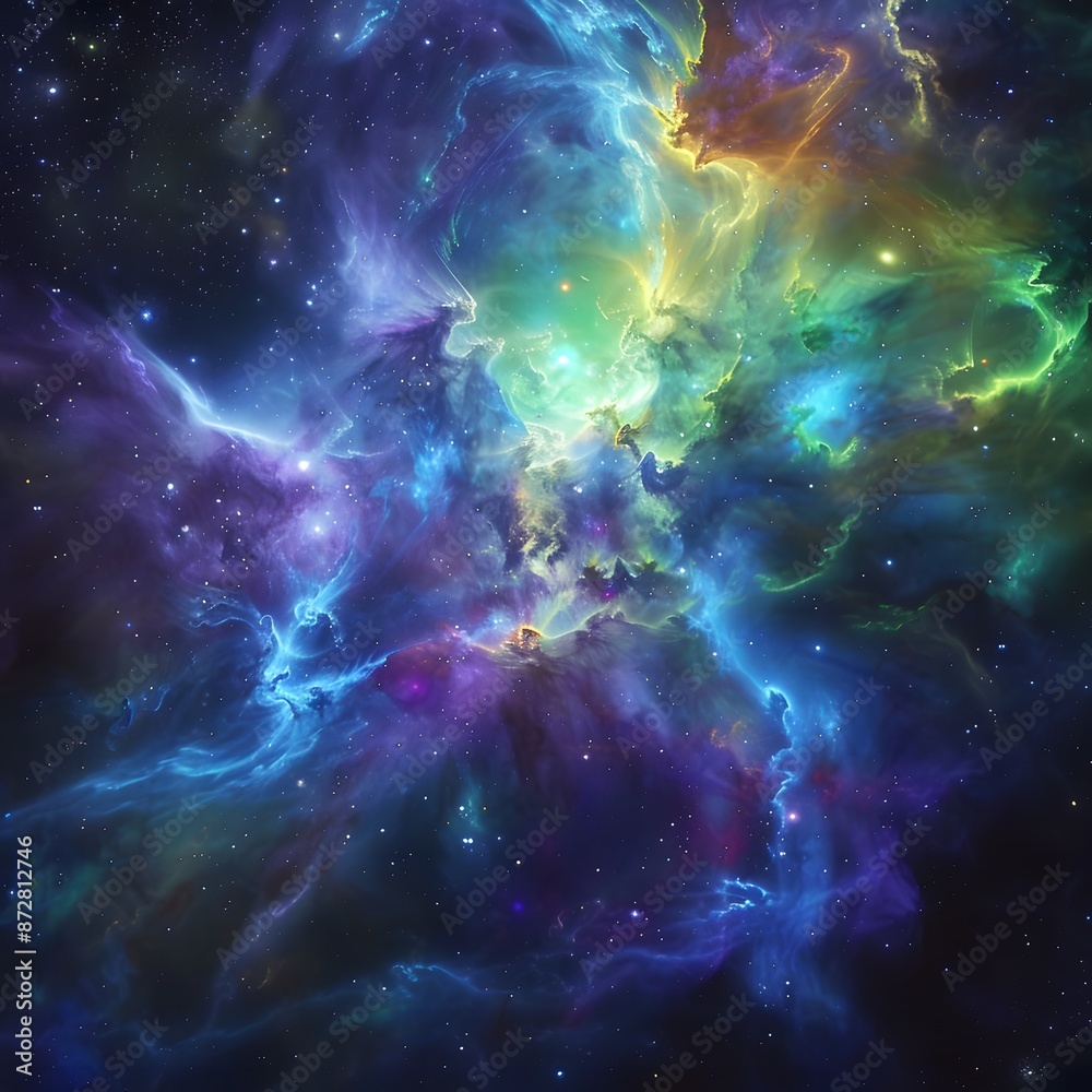 Vibrant Nebula with Stars in Space Vibrant Nebula with Stars in Space
