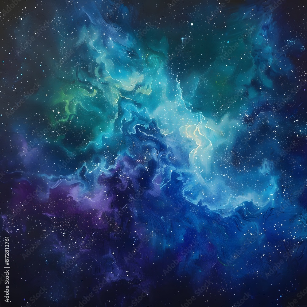 Cosmic Nebula with Blue, Purple, and Green Hues Cosmic Nebula with Blue, Purple, and Green Hues