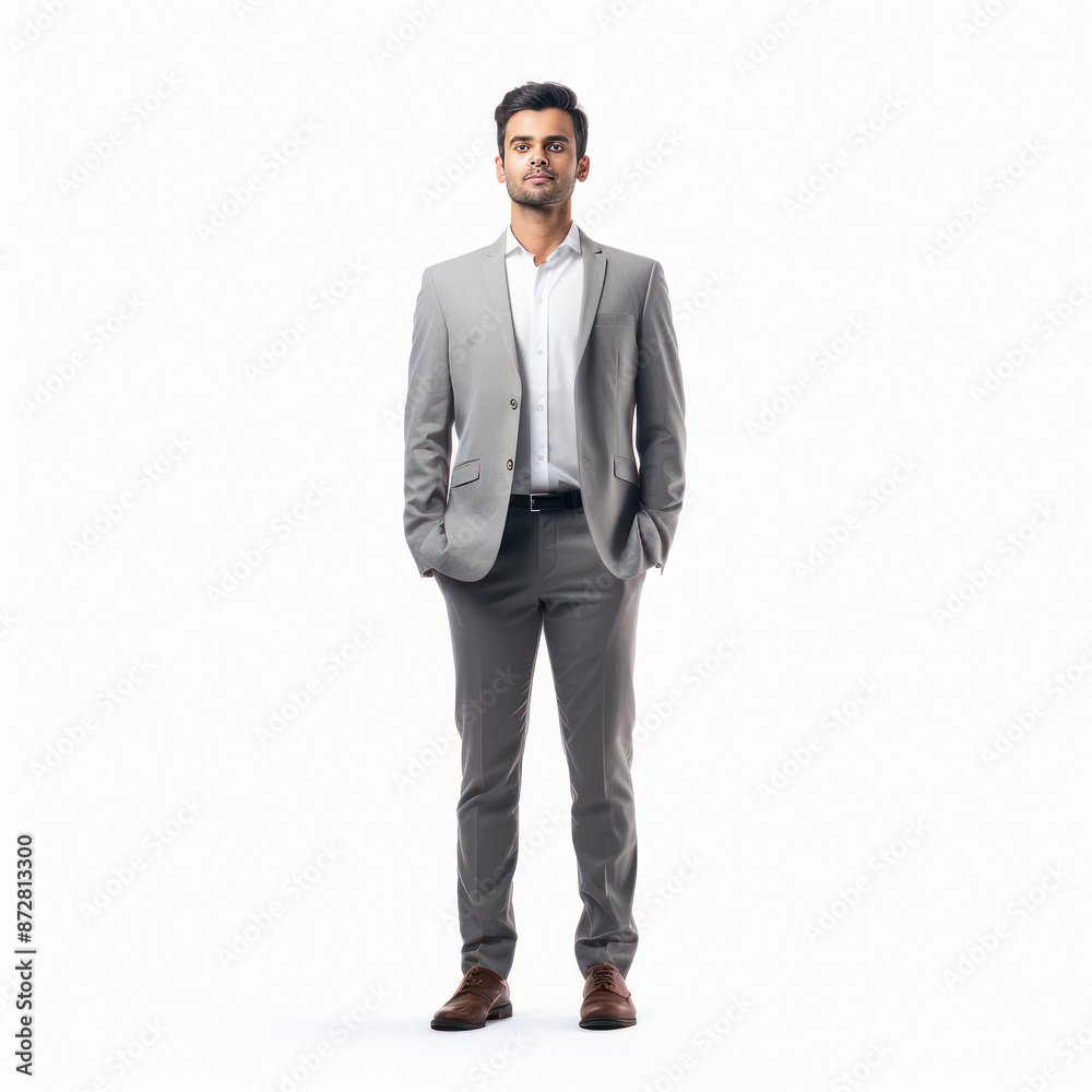 young indian businessman standing on white background young indian businessman standing on white background