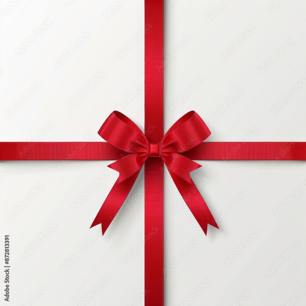 White Gift Box With Red Bow White Gift Box With Red Bow
