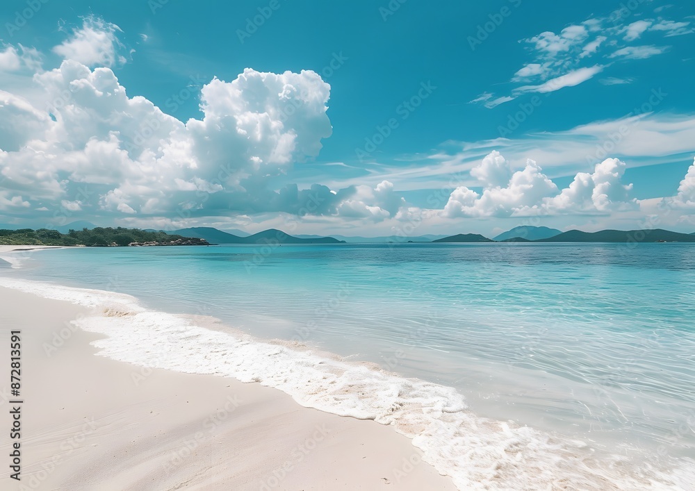 Tropical Beach with White Sand and Blue Water Tropical Beach with White Sand and Blue Water