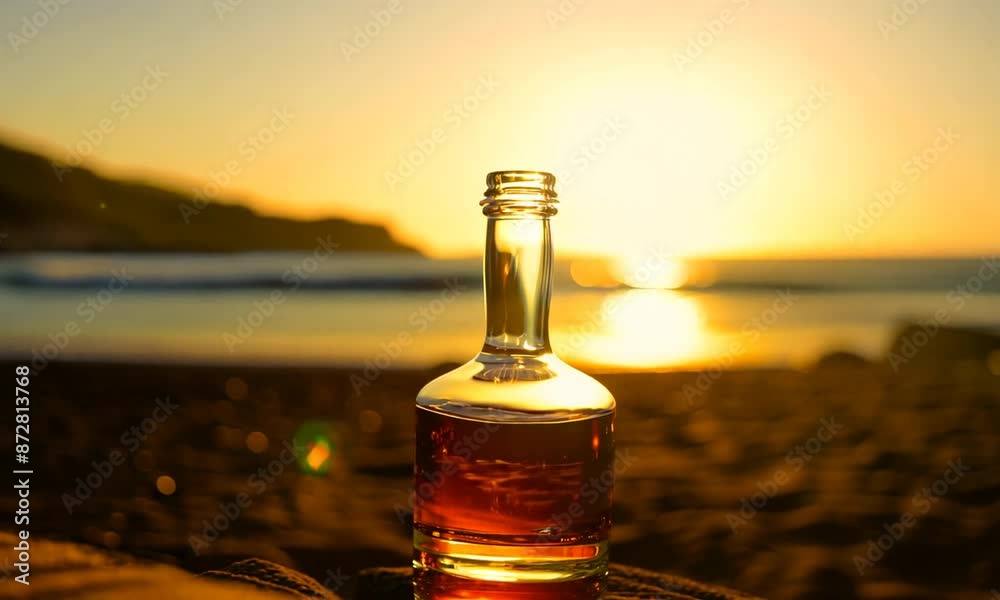 bottle of champagne on the beach bottle of champagne on the beach