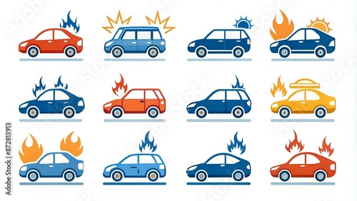 car accident icons and insurance